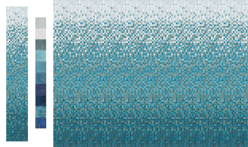 SFUMAZZURRO Pasta di Vetro Satinata / Cangiante / Iridescente Degradé 20x20 Serie Mosaico Ston Piastrelle & Mosaici