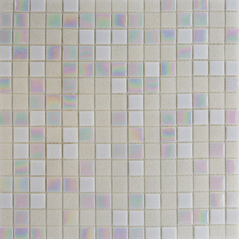 WHITE PLUS Pasta di Vetro Satinata / Cangiante / Iridescente Mix Classic Plus 20x20 Serie Mosaico Ston Piastrelle & Mosaici