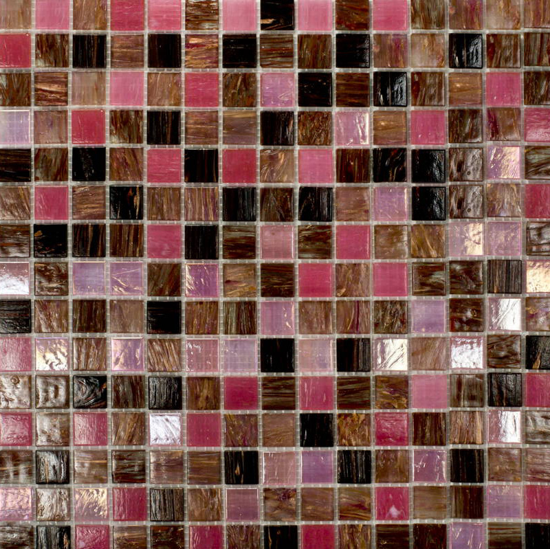 DEEP PURPLE Pasta di Vetro Satinata / Cangiante / Iridescente Mix Gold+Goldsilk+Patchwork 20x20 Serie Mosaico Ston Piastrelle & Mosaici