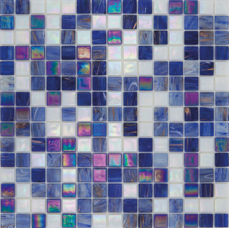 ELEGANT BLUE Pasta di Vetro Satinata / Cangiante / Iridescente Mix Gold+Goldsilk+Patchwork 20x20 Serie Mosaico Ston Piastrelle & Mosaici