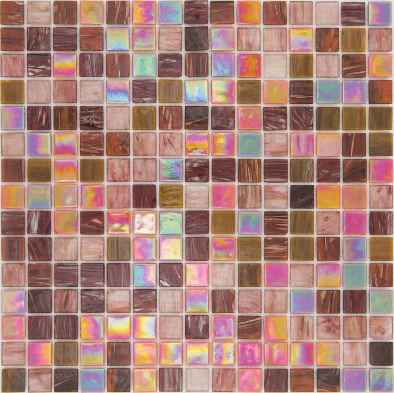 GOLD SUNSET Pasta di Vetro Satinata / Cangiante / Iridescente Mix Gold+Goldsilk+Patchwork 20x20 Serie Mosaico Ston Piastrelle & Mosaici
