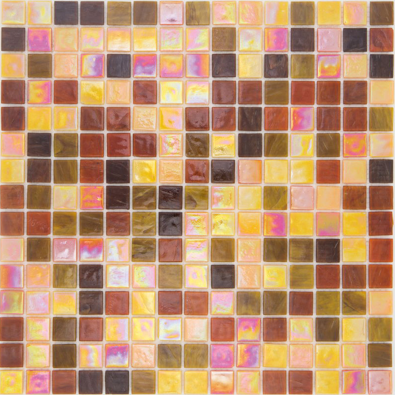 TANGERINE Pasta di Vetro Satinata / Cangiante / Iridescente Mix Gold+Goldsilk+Patchwork 20x20 Serie Mosaico Ston Piastrelle & Mosaici