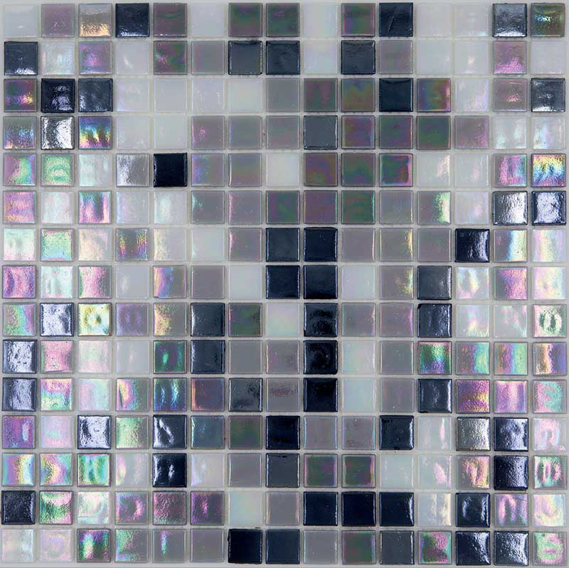 REFLEX BLACK WHITE Pasta di Vetro Cangiante / Iridescente Mix Reflex 20x20 Serie Mosaico Ston Piastrelle & Mosaici