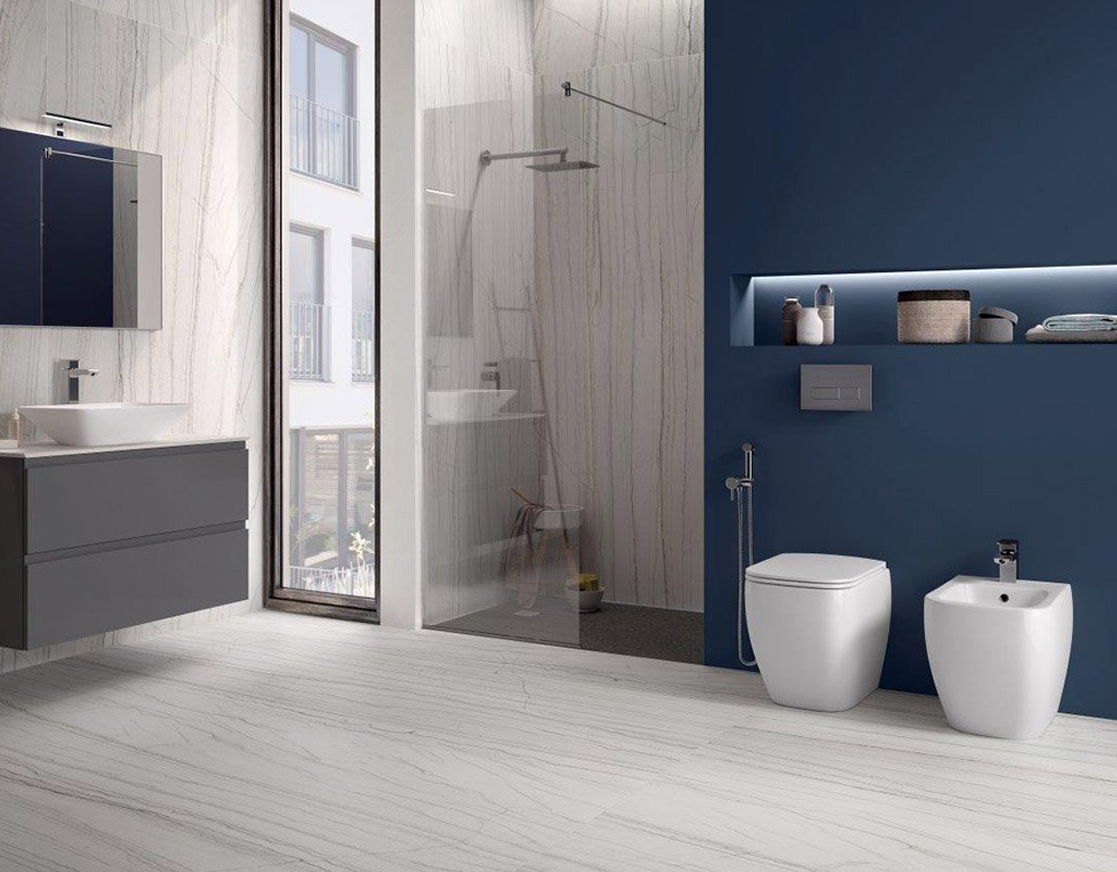 METROPOLITAN RIMLESS serie Sanitari a terra filomuro marchio Rak Ceramics Dianflex