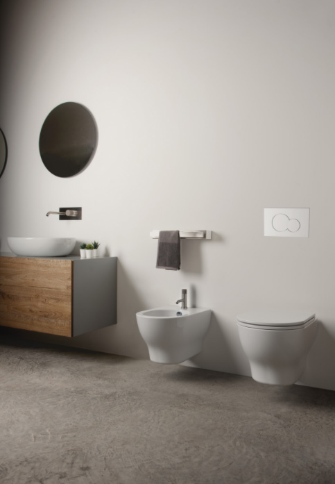 SPEED serie Sanitari Sospesi colore Bianco Lucido Senza brida con sistema di scarico Smart Clean Gsg Ceramiche