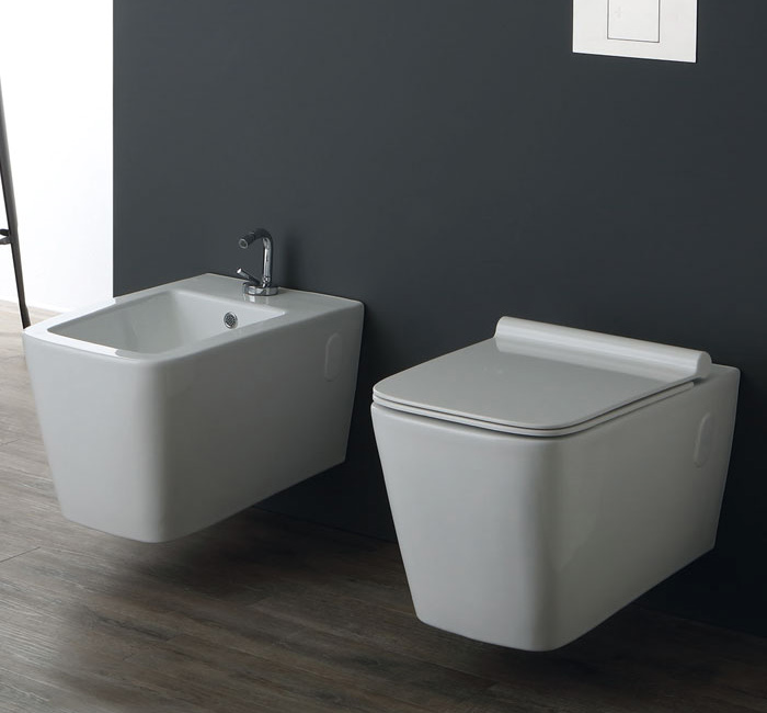 Eliseo 55 serie Sanitari Sospesi colore Bianco Lucido Nero Ceramica