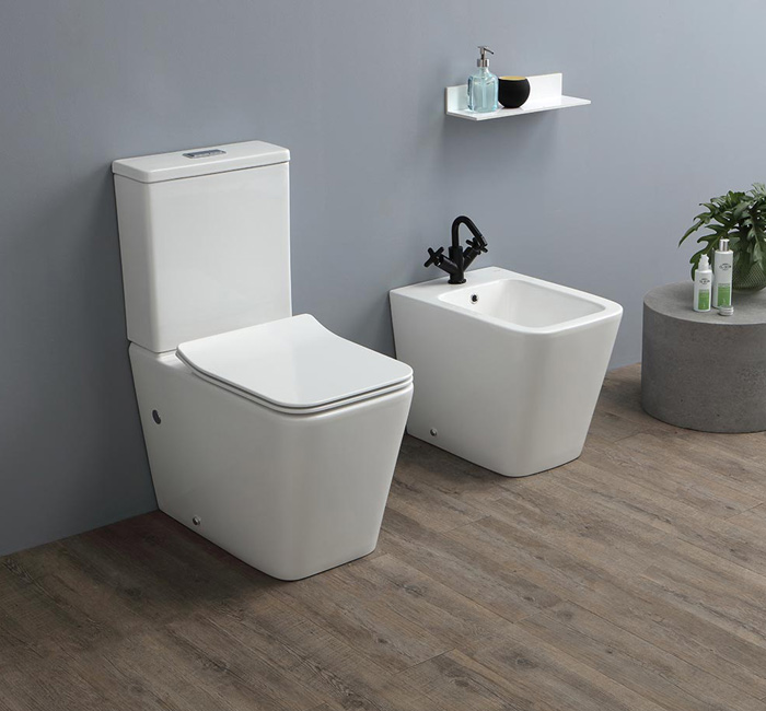 Naná / Eliseo / Nemo Rimless serie Sanitari Monoblocco colore Bianco Lucido Nero Ceramica