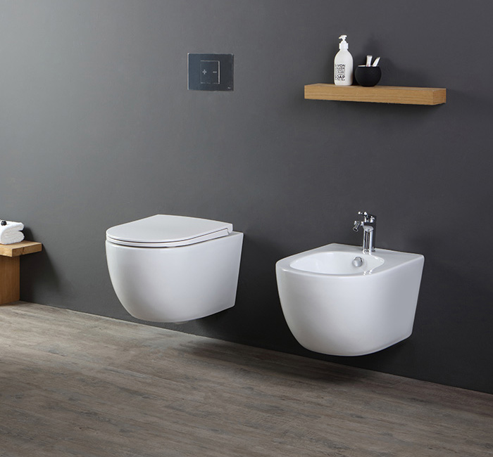 Nemesi 53 GHOST serie Sanitari Sospesi colore Bianco Lucido Nero Ceramica