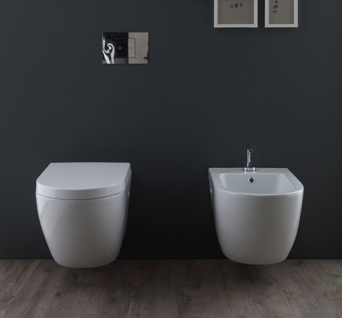 Nemesi 55 serie Sanitari Sospesi colore Bianco Lucido Nero Ceramica