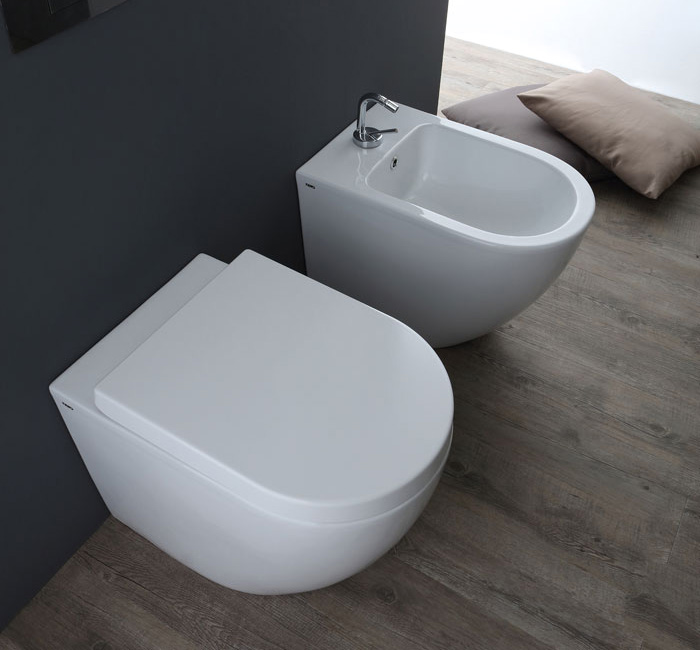 Nemesi 55 serie Sanitari Sospesi colore Bianco Lucido Nero Ceramica