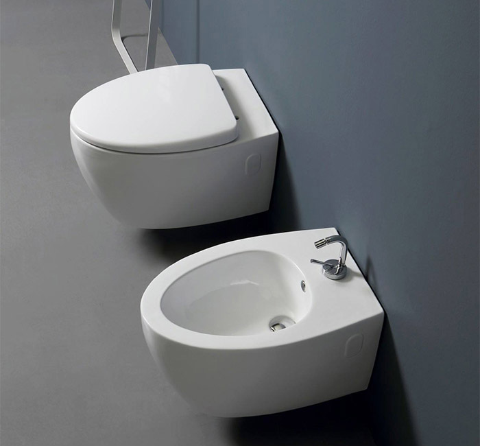 Nemesi XL serie Sanitari Sospesi colore Bianco Lucido Nero Ceramica