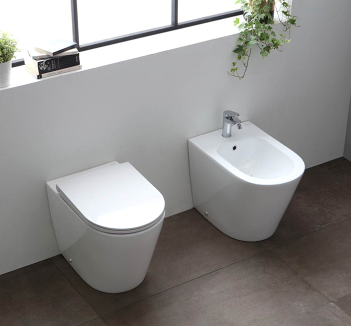 Nemo 55 Traslato Rimless serie Sanitari a Terra colore Bianco Lucido Nero Ceramica