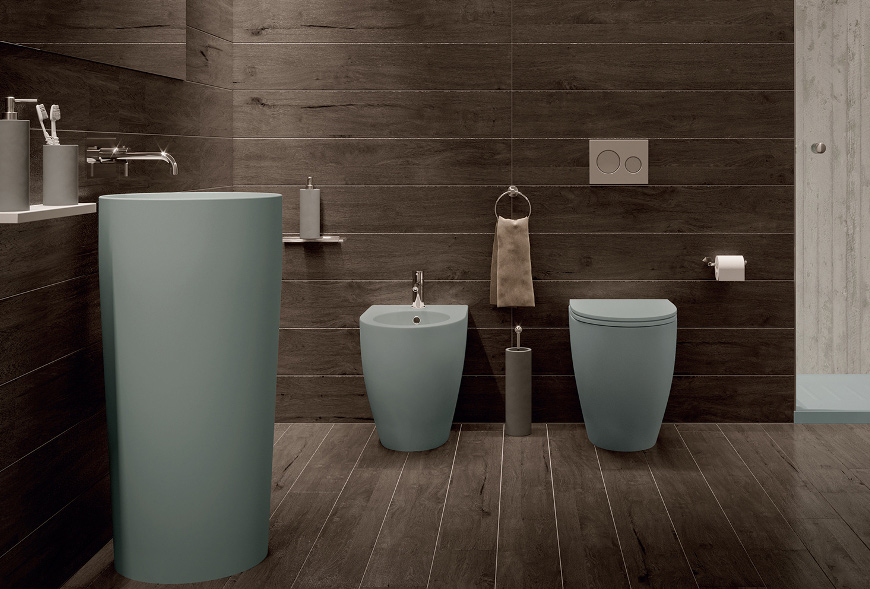 BULL RIMLESS serie Sanitari a Terra colore Ghiaccio in ceramica Sdr Ceramiche