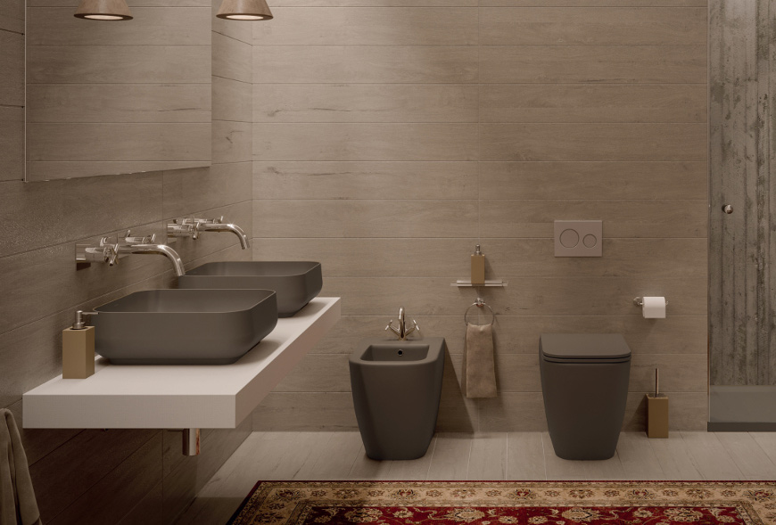 QUADRA RIMLESS serie Sanitari a Terra colore Caffé in ceramica Sdr Ceramiche