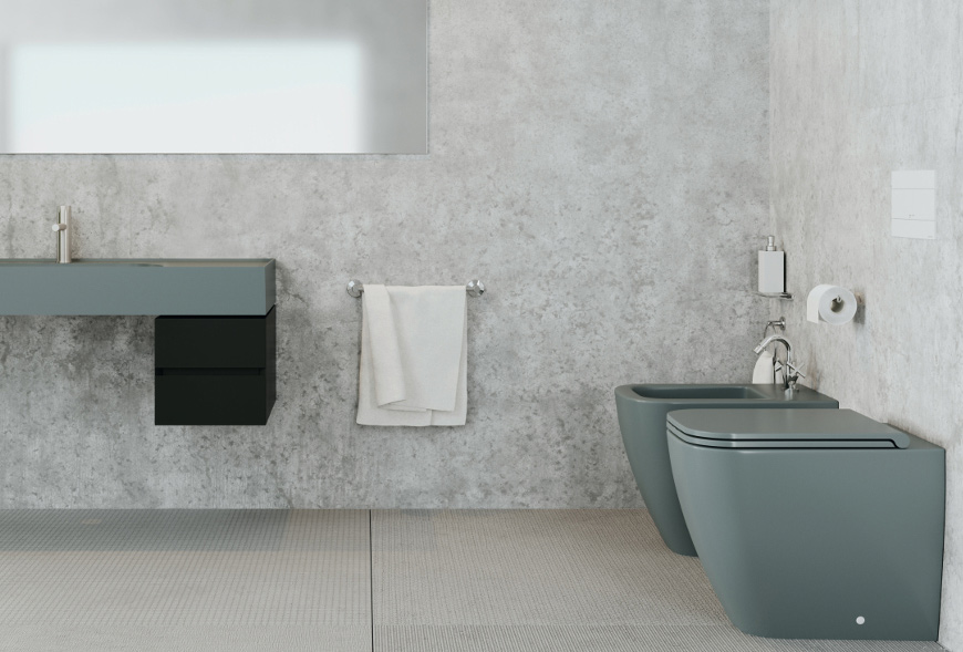 QUADRA RIMLESS serie Sanitari a Terra colore Magnesio in ceramica Sdr Ceramiche