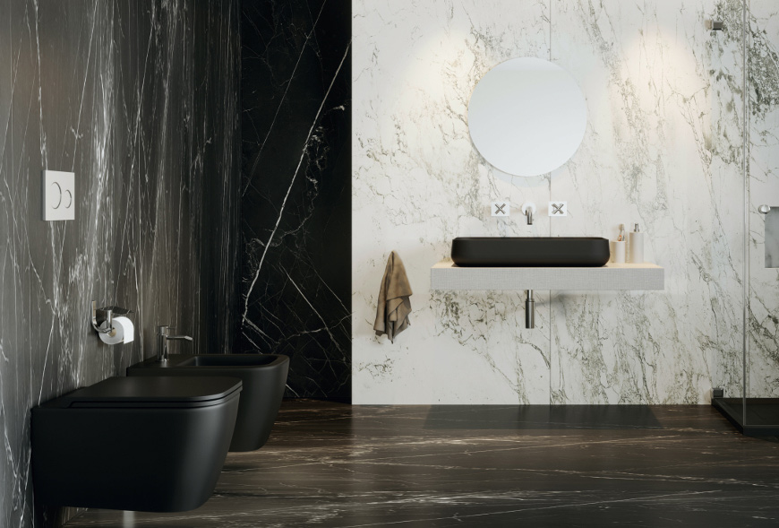 QUADRA RIMLESS serie Sanitari Sospeso colore Grafite in ceramica Sdr Ceramiche